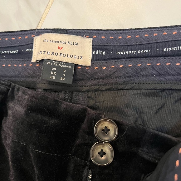 Anthropologie The Essential Velvet Slim Trousers, size 0 - Picture 2 of 6